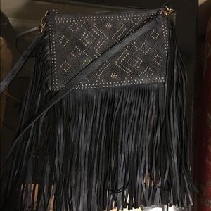 Faux suede crossbody